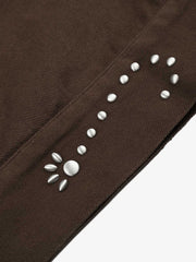 Street Retro Studded Denim Short Jacket