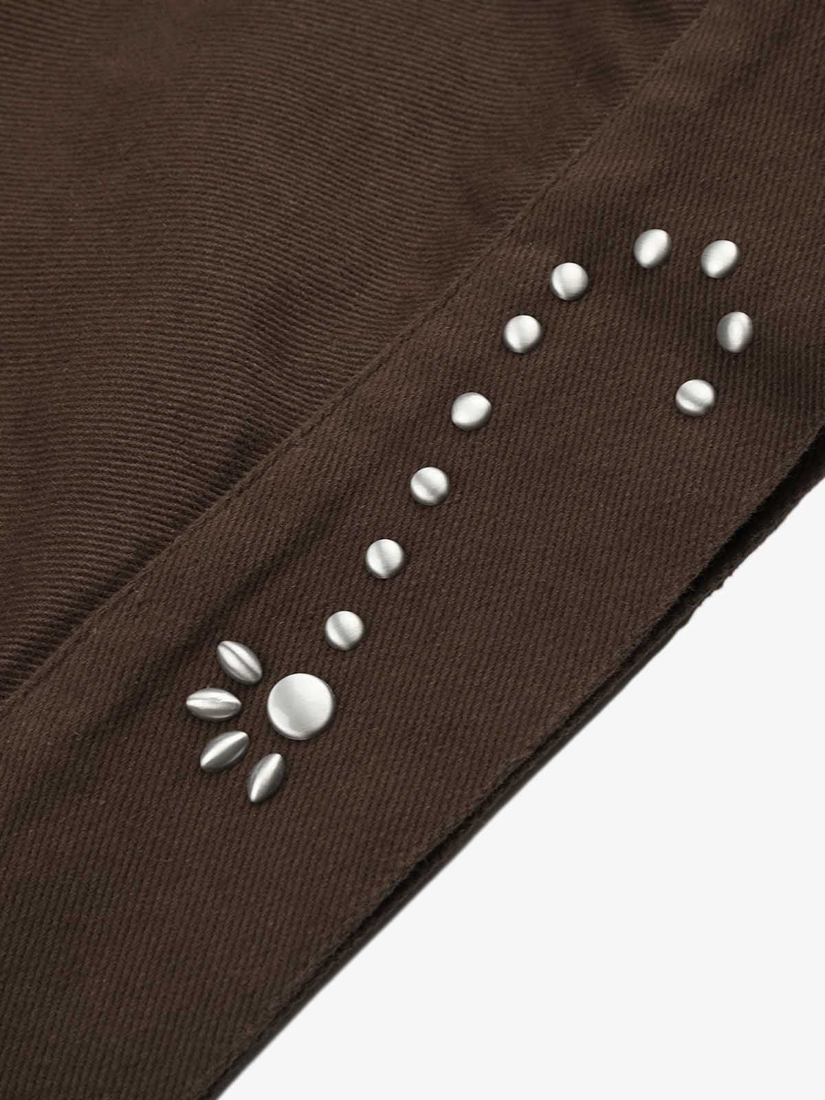 Street Retro Studded Denim Short Jacket