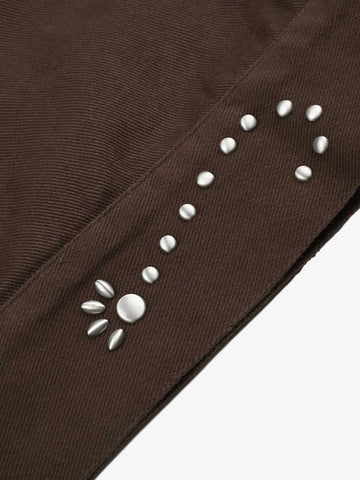 Street Retro Studded Denim Short Jacket