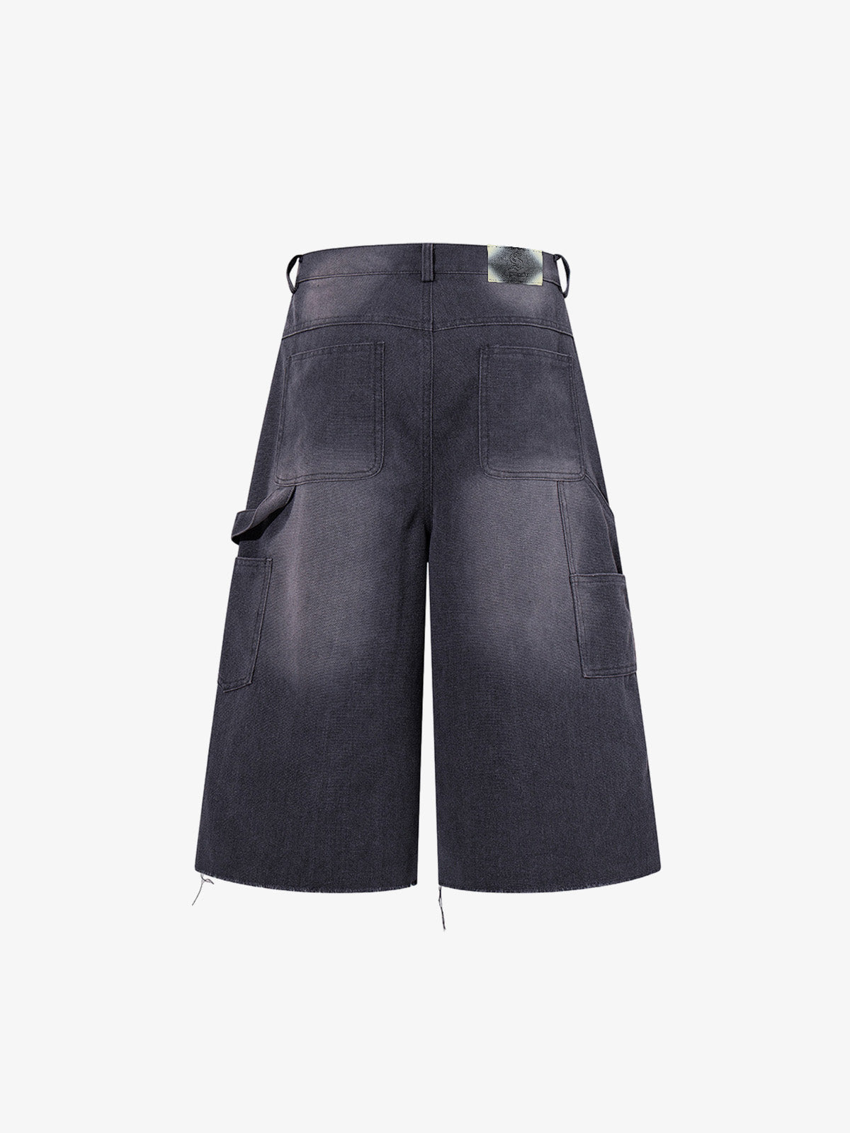 Multi-Button Distressed Print Jorts 