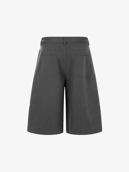 Industrial Pleated Wide-Leg Sartorial Shorts 