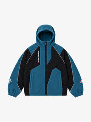 Chaqueta con capucha y cremallera, con paneles de sherpa en bloques de color
