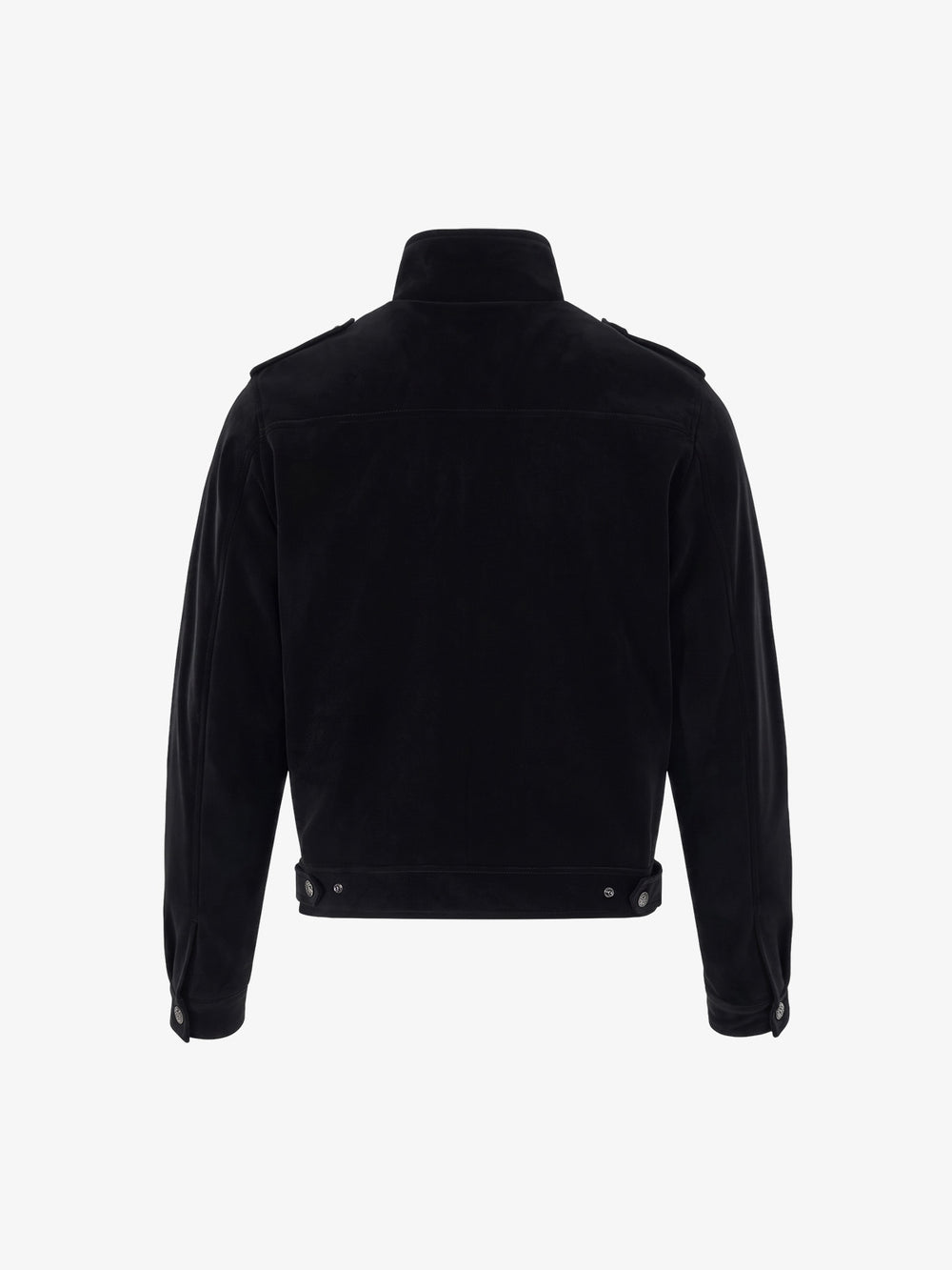 Kunstlederjacke mit Stehkragen und zweireihiger Metallknopfleiste