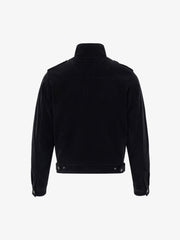 Double-Row Metal-Button Stand-Collar Faux Leather Jacket