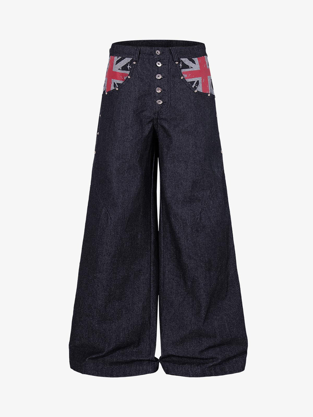 Jeans mit geradem Bein und grafischer Tasche
