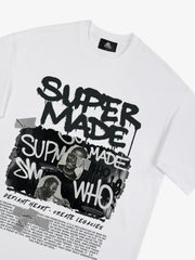 Streetwear Graffiti Character Collage Graphic T-Shirt 