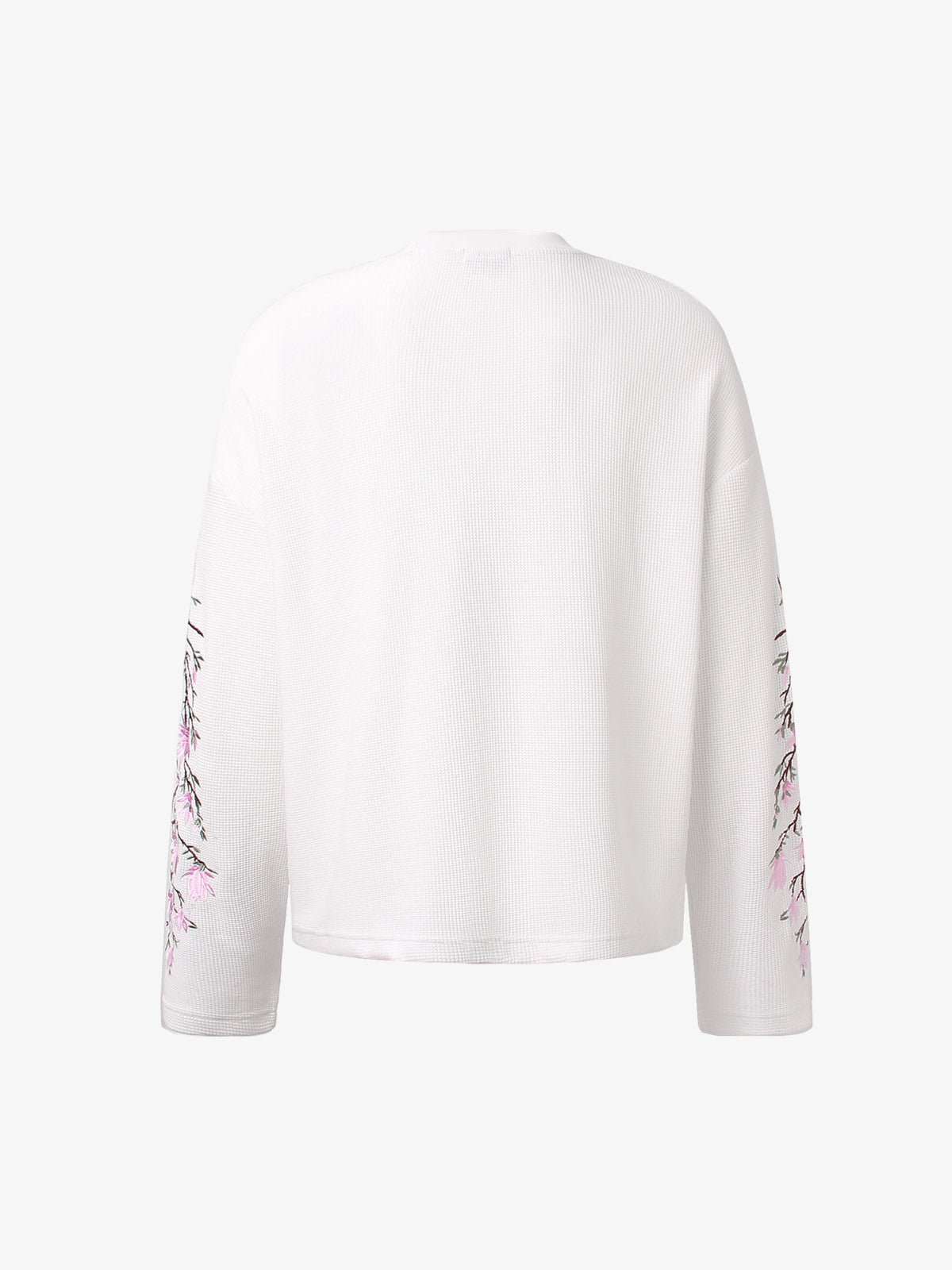 Floral Embroidered Waffle Long Sleeve Tee