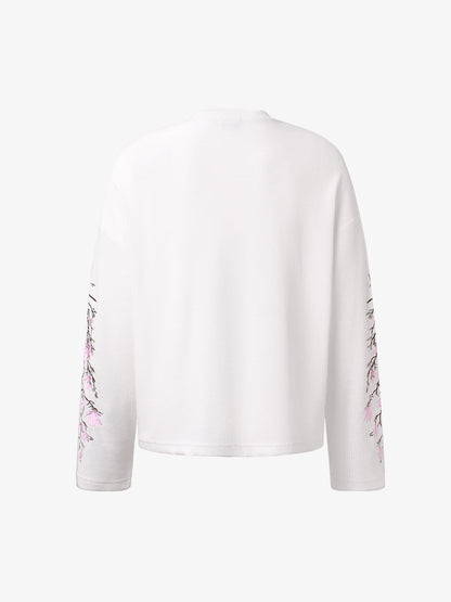 Floral Embroidered Waffle Long Sleeve Tee