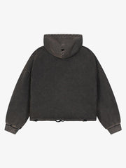 Patchwork-Grafik-Sweatshirt, gewaschen, kurz geschnitten