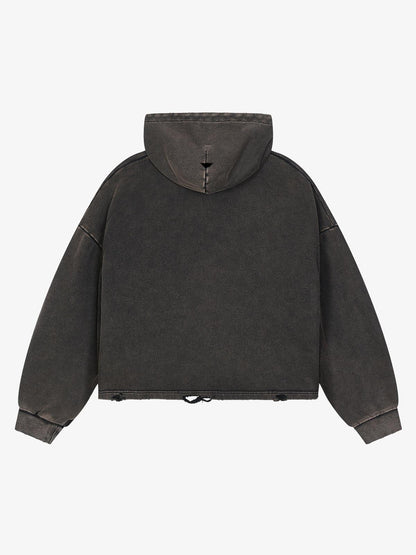 Patchwork Graphic Washed Cropped Sweatshirt