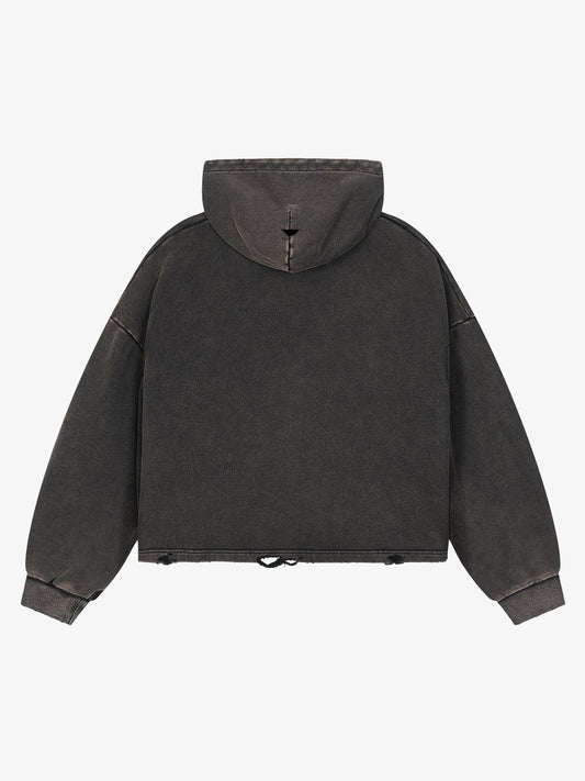 Patchwork Graphic Washed Cropped Sweatshirt