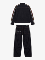 Contrast Tape Heavyweight Denim Two-Piece Set