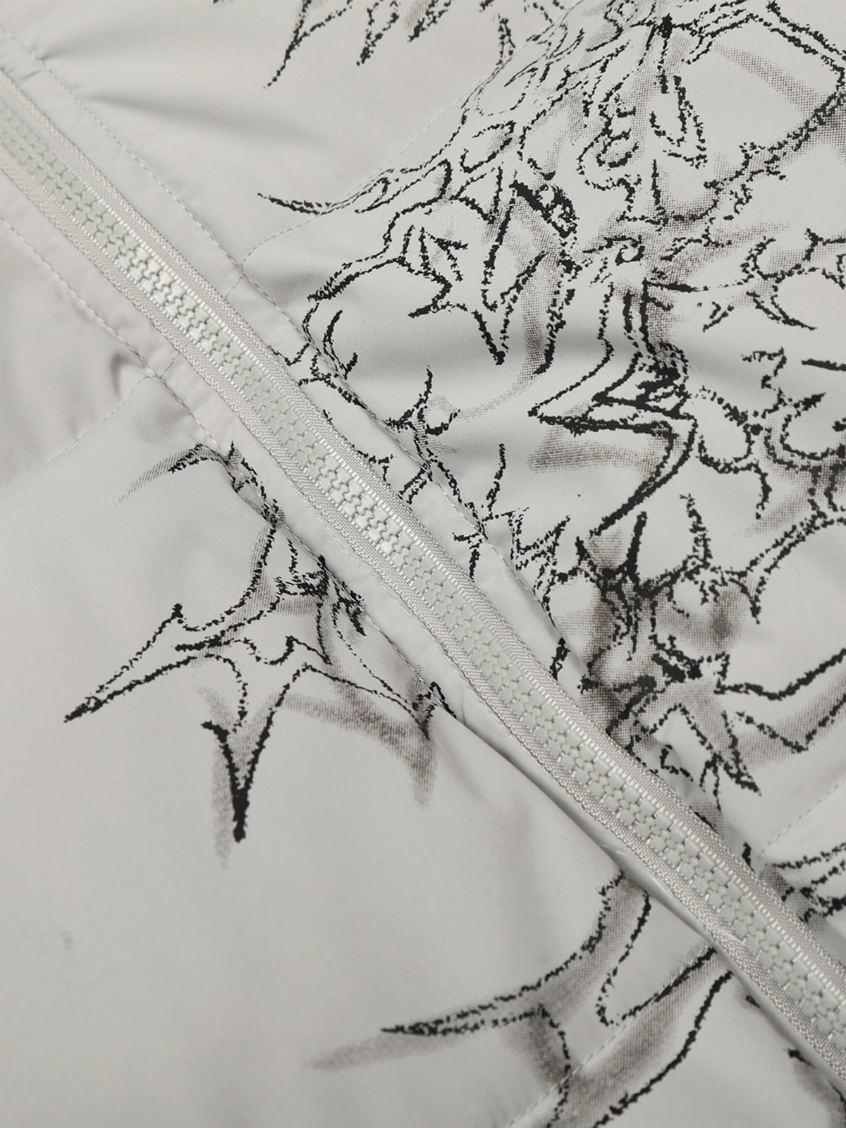 Retro Dark Print Faux Fur Collar Quilted Jacket 