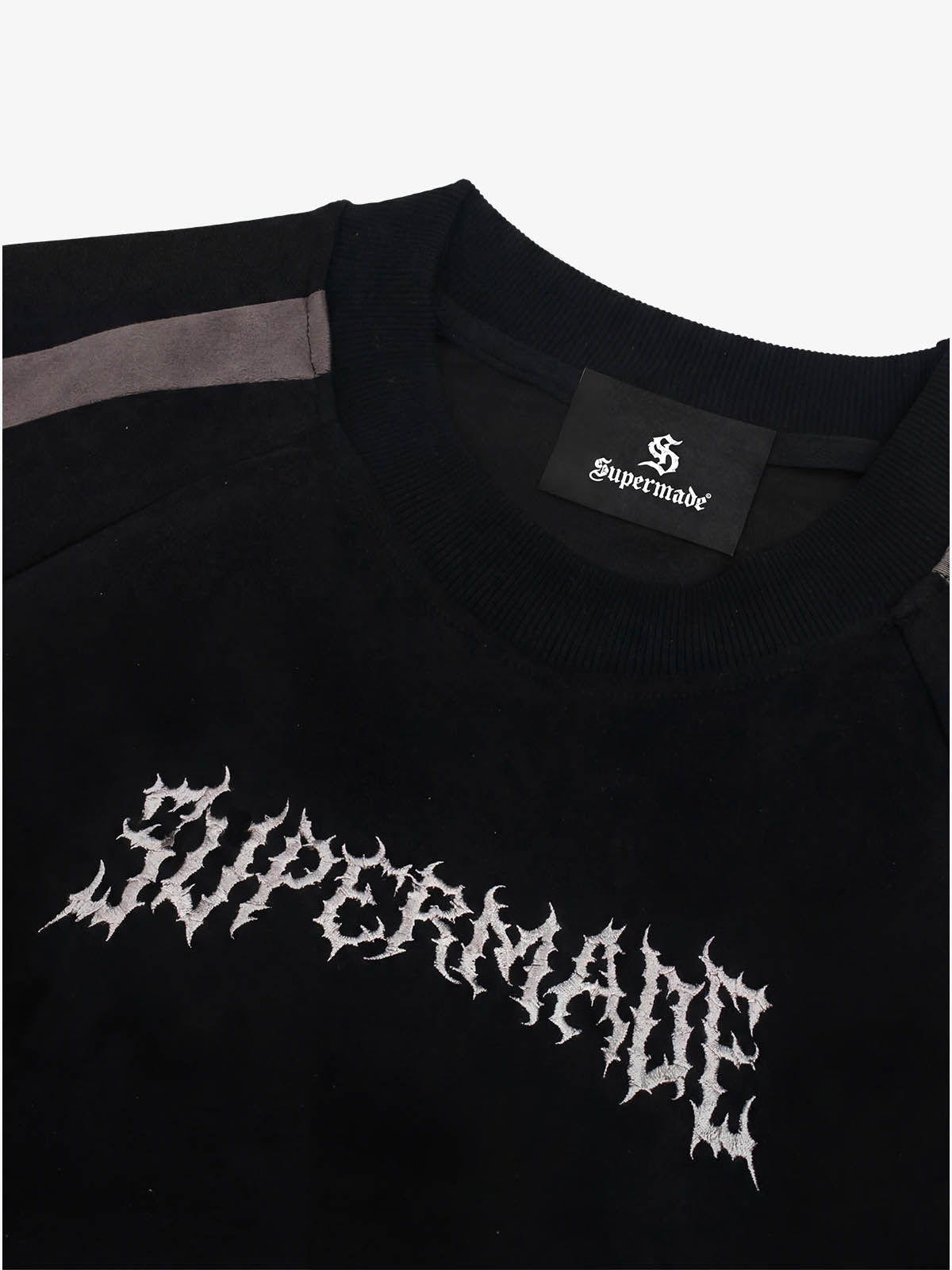 Suede Panel Embroidered Logo Short Sleeve T-Shirt 