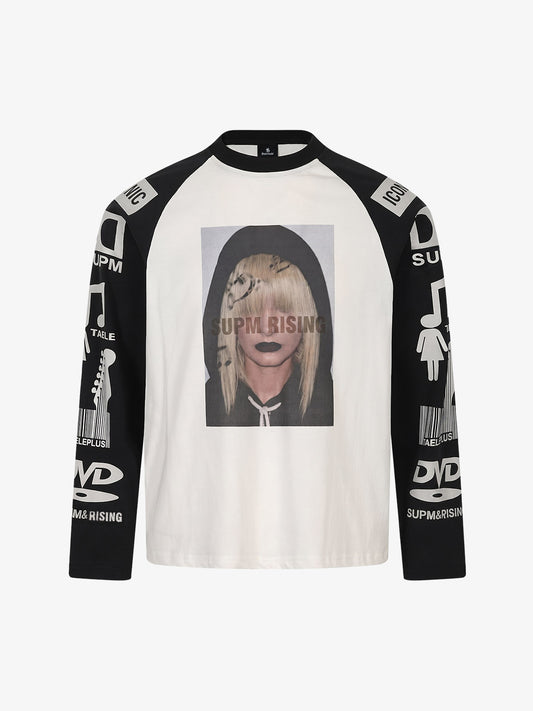 T-shirt oversize à manches longues color-block