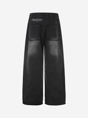 Washed Embroidered Eyelet Studded Pants