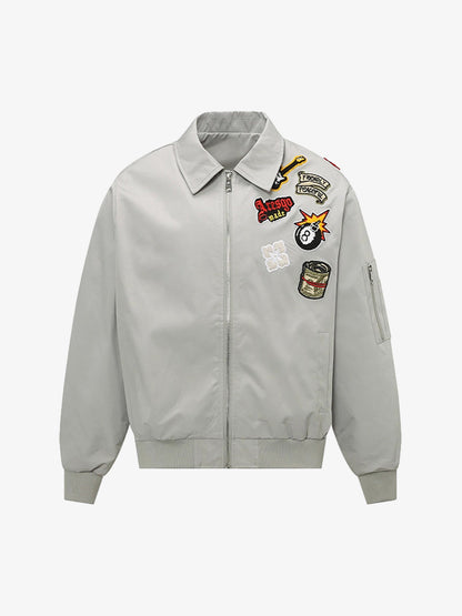 Original Design Bomber Jacket for Men and Women - Trendy Patches and High-Quality Construction 