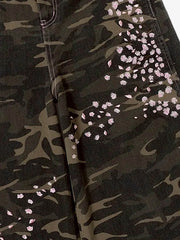 Camo Sakura Embroidered Baggy Jeans
