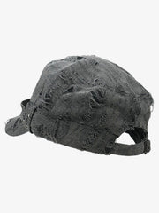 Distressed Stud Detail Cotton Flat Top Cap 