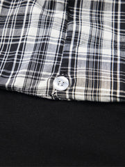 Jersey Knit Detachable Badge Hooded Plaid Cape T-Shirt 