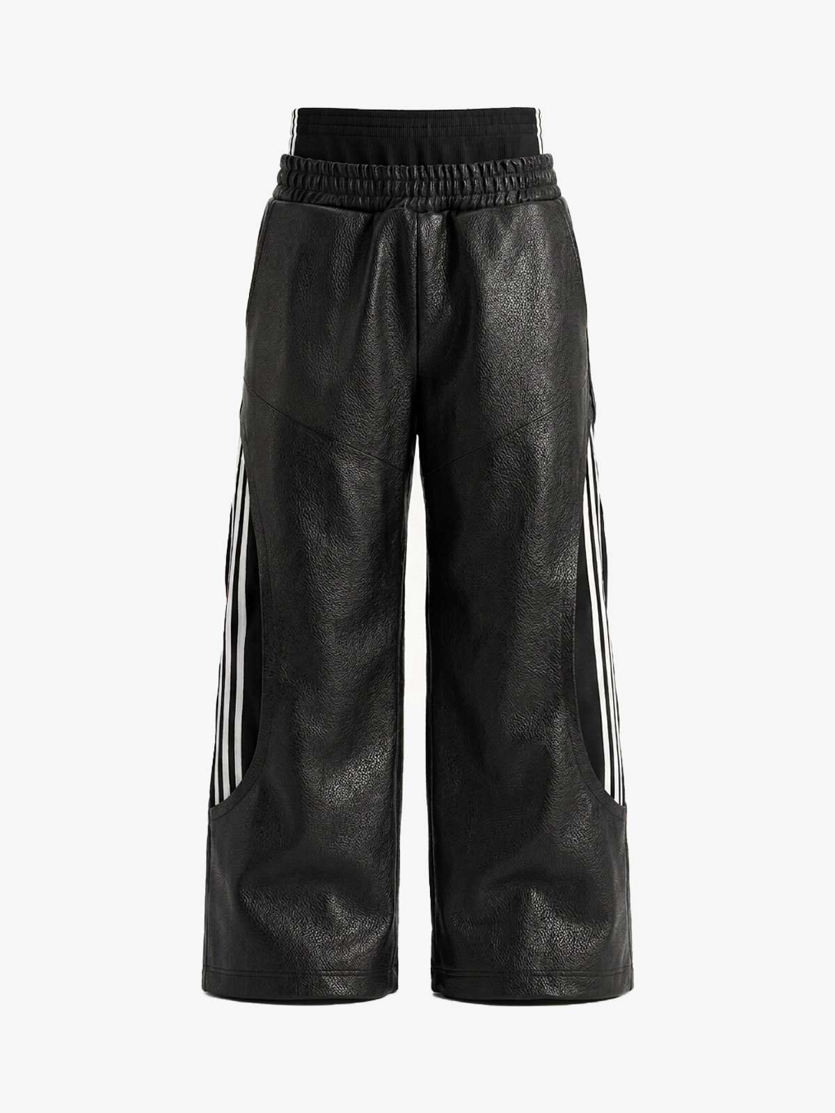 Avant-Garde Double-Waist Faux Leather Trousers