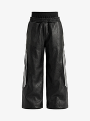 Avant-Garde Double-Waist Faux Leather Trousers