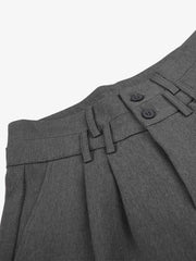 Double-Waist Pleated Cropped Trousers