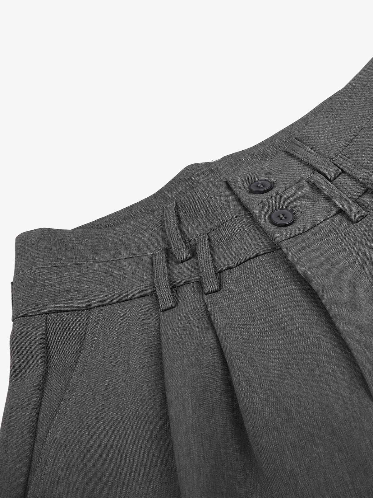 Double-Waist Pleated Cropped Trousers