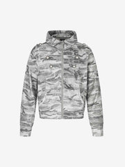 Studded Camo Hooded Sweatshirt Jacket