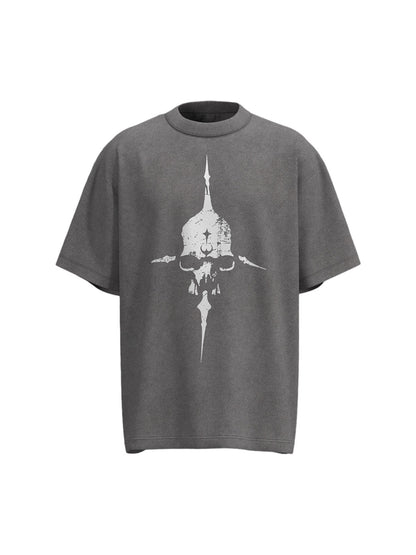Distressed Skull Cross Graphic T-Shirt 