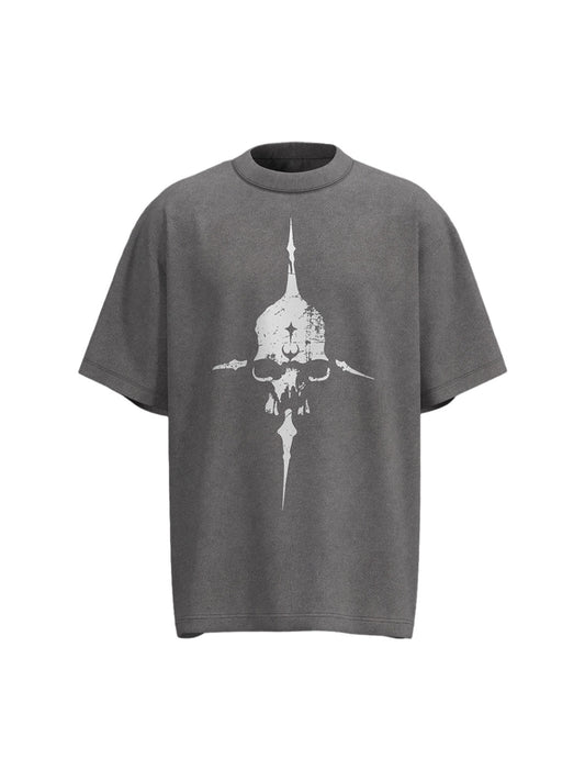 Distressed Skull Cross Graphic T-Shirt 