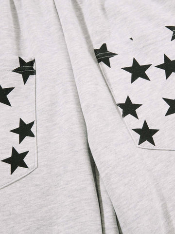 Star Print Pocket Baggy Sweatpants