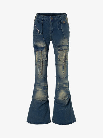 Multi-Pocket Low Rise Bootcut Jeans