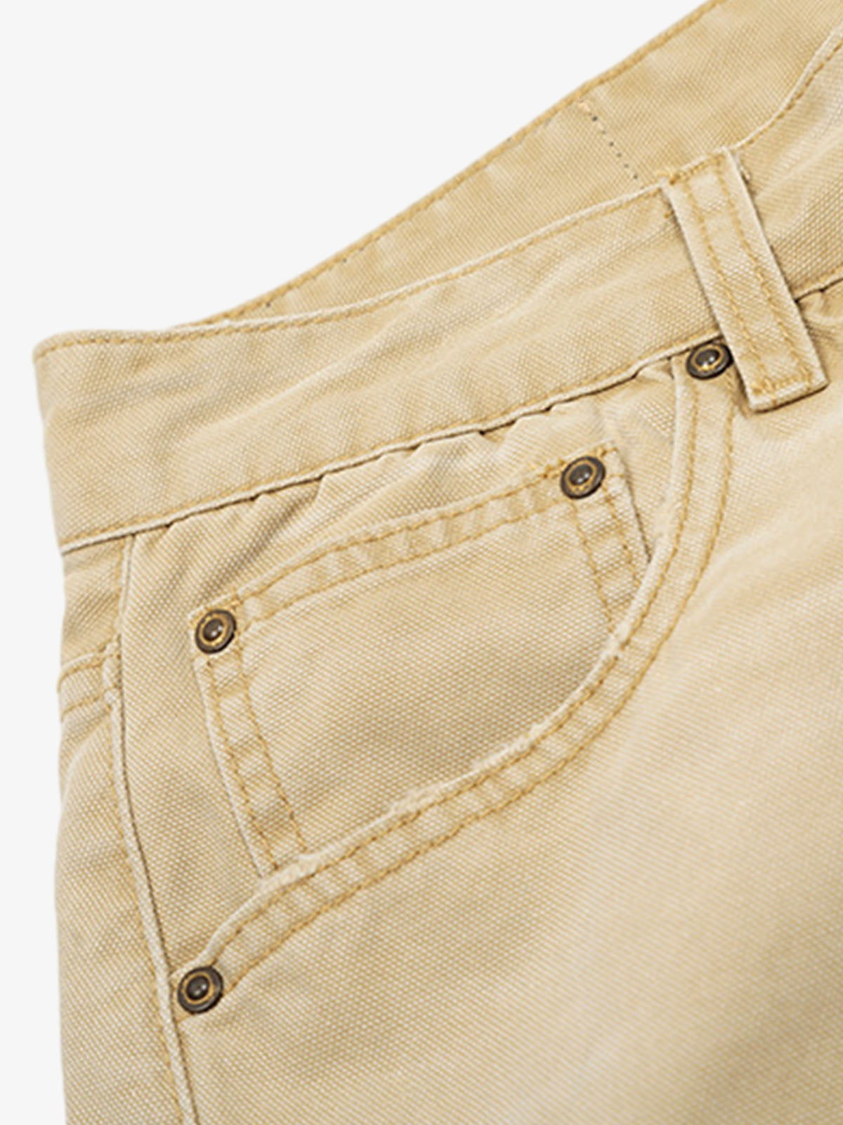 Vintage Washed Distressed Semi-elastic Solid Color Denim Shorts 