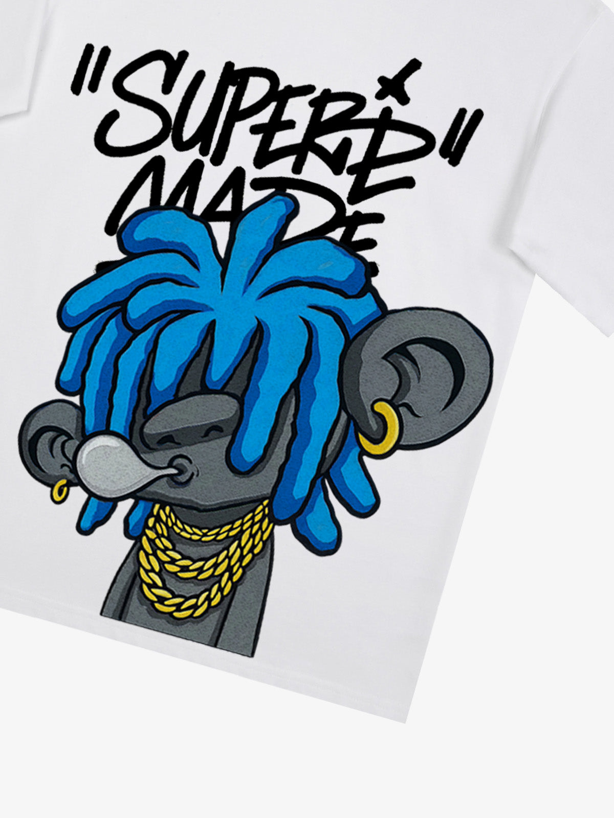 Thesupermade Graffiti Trend Blue Dreadlock Boy T-shirt 