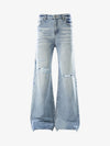 Hip-Hop Cut Distressed Washed Jeans 