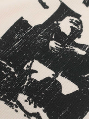 T-shirt a maniche lunghe con stampa effetto vintage e motivo waffle