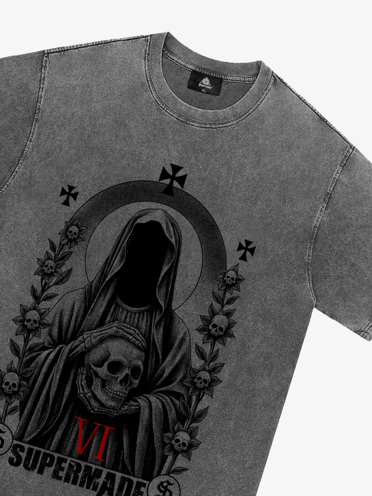Thesupermade Dark Gothic Headless Skull Death T-shirt 