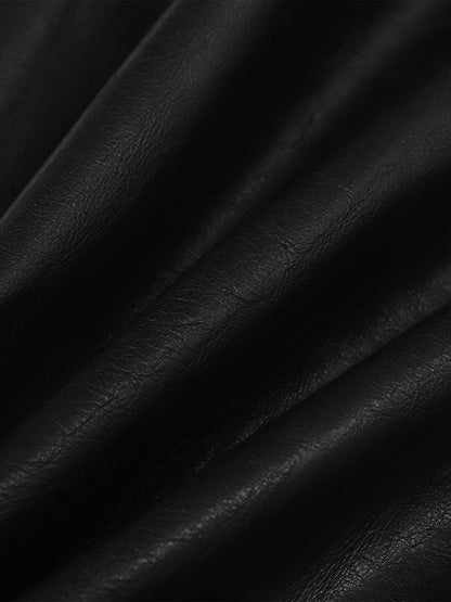 Vintage Pleated PU Leather Barrel Pants 