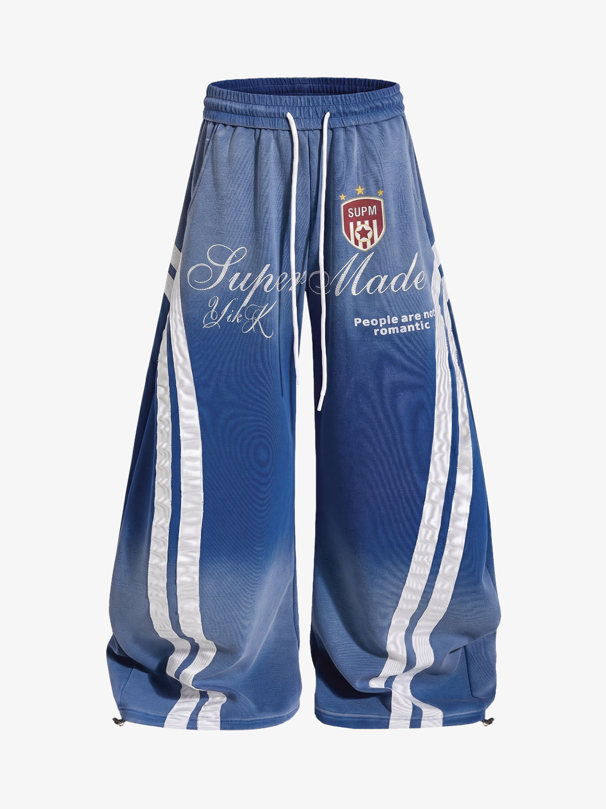 Distressed Curved Stripe Baggy Sweatpants