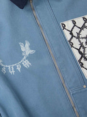 Supermade Multi-Element Appliqué Patchwork Denim Suit - 2593 