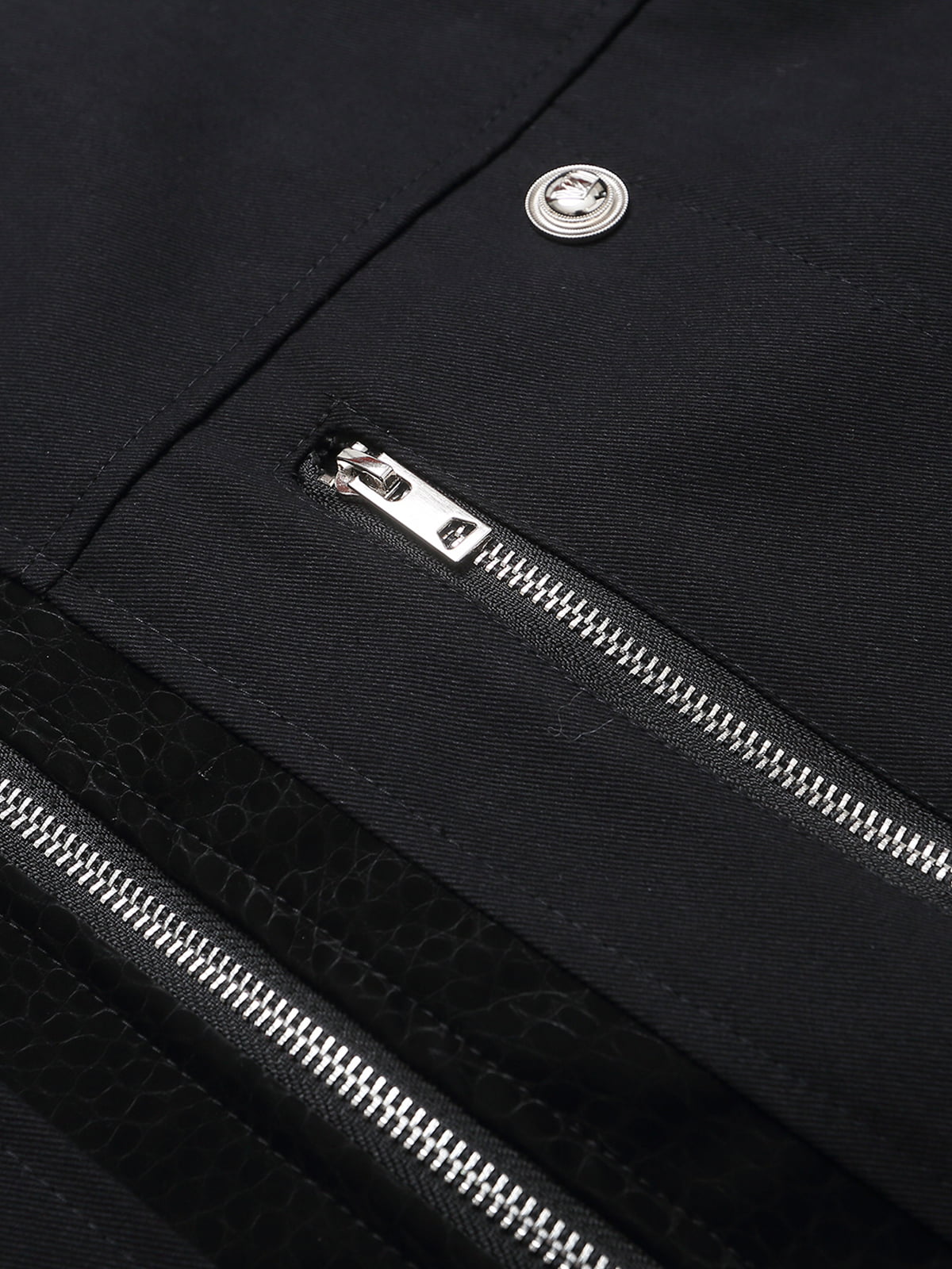 Patchwork PU Cropped Workwear Jacket