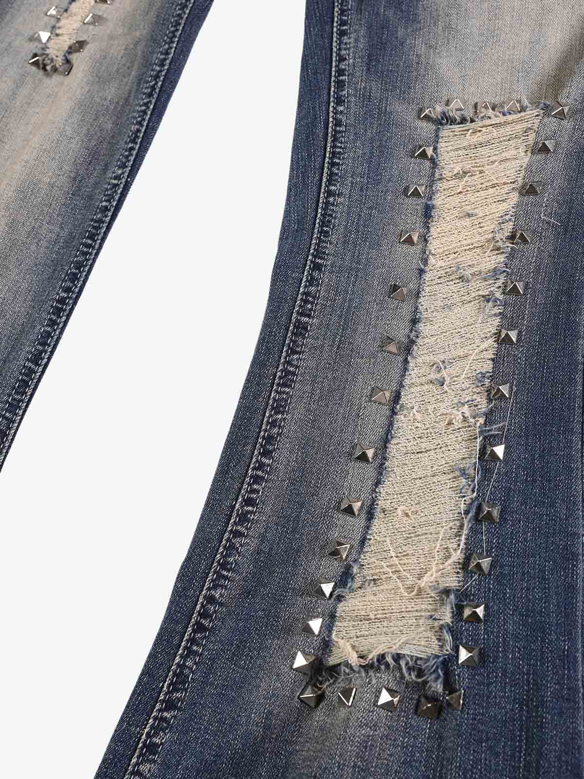 Ripped Studded Low Rise Bootcut Jeans