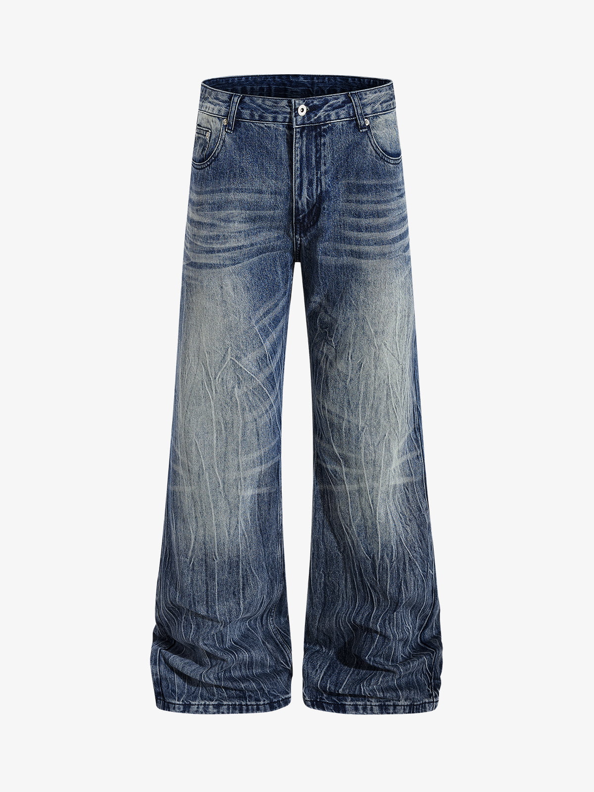 Denim Wide Leg Jeans with Faded Wash and Relaxed Fit 