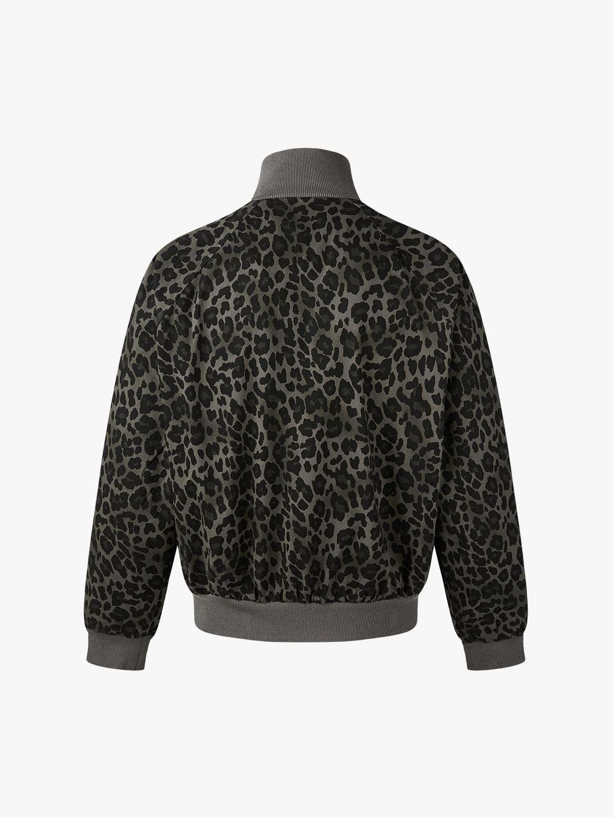 Leopard Pattern Boxy Fit Track Jacket