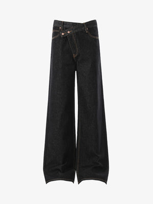 High-Waisted Wide-Leg Cargo Pants with Unique Pocket Design 