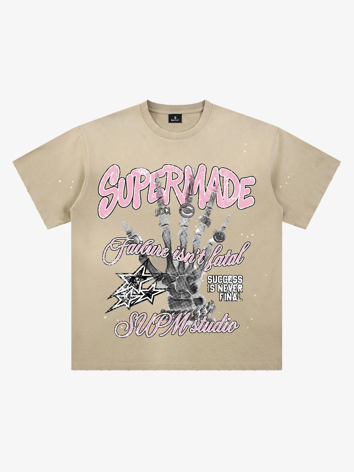 Graffiti-Totenkopf-Grafik-Farbspritzer-T-Shirt