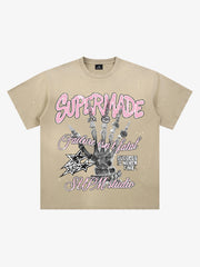 Graffiti-Totenkopf-Grafik-Farbspritzer-T-Shirt