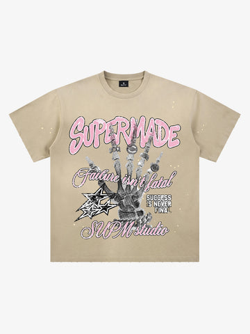 Graffiti Skull Graphic Paint Splatter Tee