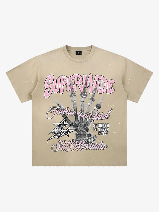 Graffiti Skull Graphic Paint Splatter Tee